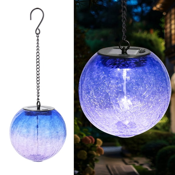 Mumtop Hanging Solar Lights Outdoor - Solar Powered Waterproof Landscape Lanterns with Mosaic Design for Patio, Yard, Garden and Pathway Decoration Purple