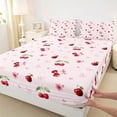thumbnail image 3 of jejeloiu Cartoon Bow Cherry Twin Sheet Sets,Pink Cute Bowknot Bedding For Girls Kids 3 Pieces, 3 of 7