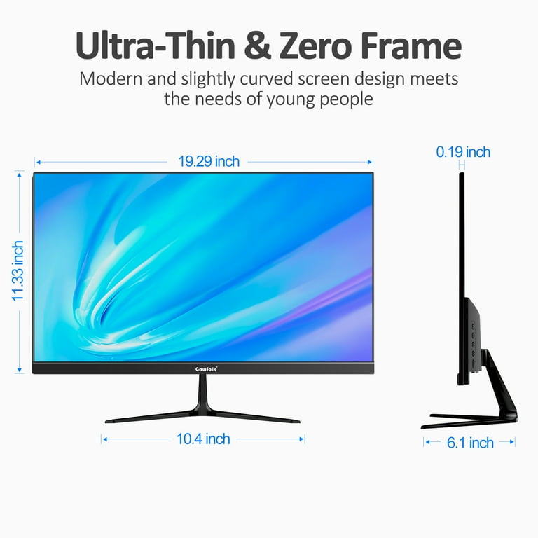 Gawfolk 22" Inch Computer Monitor, FHD 1080p 75Hz Ultra-Thin Bezel