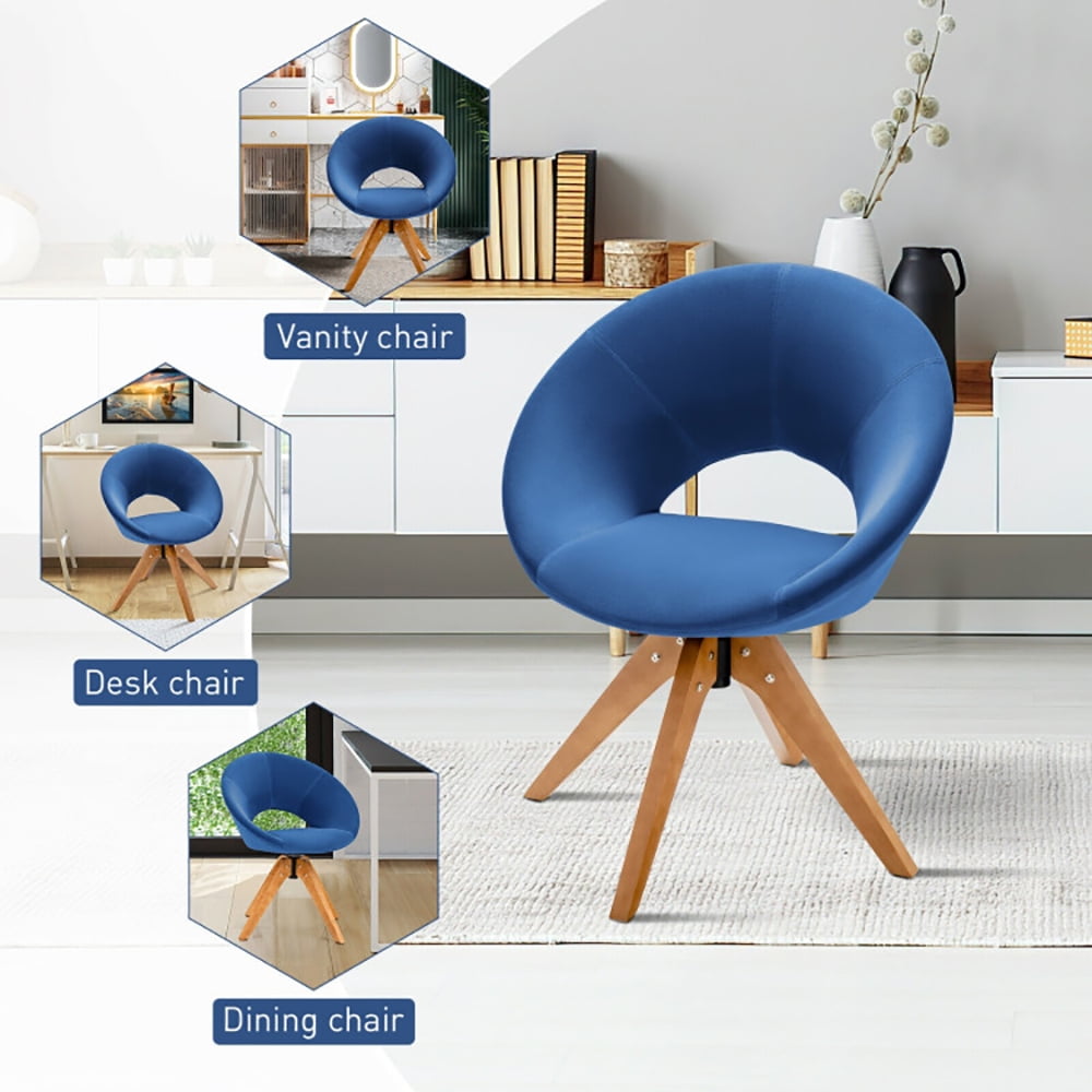 Finihen Swivel Accent Chair, Swivel Chair with Oversized Upholstered Seat, for Home, Office, Blue