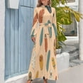 thumbnail image 4 of Colorful Feather Pattern Design Women's Long Dress Long Sleeves Dress Vintage Dresses Party Maxi Dress High Waist Dress, 4 of 4