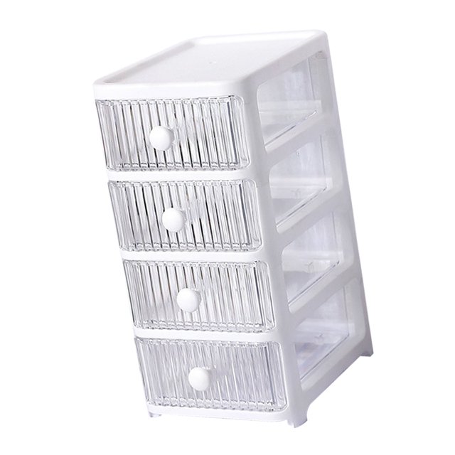 Desktop Storage Box with Drawers, Transparent Stackable Desktop Craft Storage Drawers for Office School Home Bathroom