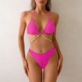 thumbnail image 6 of Minjewel Women's Sexy Two-Piece Bikini Set with Chain String Detail & Adjustable Ties, Triangle Top for Beach, Pool & Vacation Swimsuits,Hot Pink XL, 6 of 6