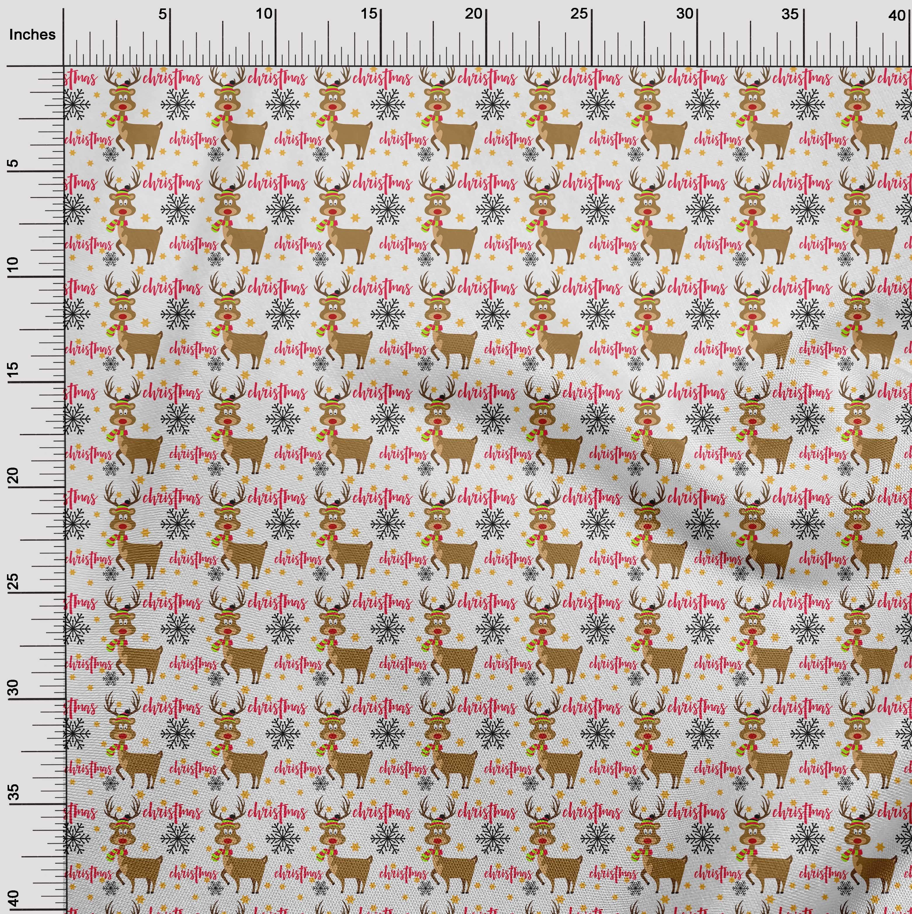 oneOone Cotton Jersey White Fabric Merry Christmas Quilting Supplies Print Sewing Fabric By The Yard 58 Inch Wide