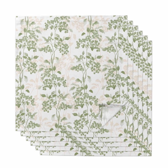 Sage Green Fruit Cloth Napkins, Vintage Plant Nature Botanical Flower Washable and Reusable Dinner Napkins Set of 6, Table Napkin for Kitchen Party Birthday Wedding Hotel Housewarming 20"x20"