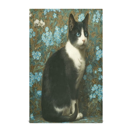 Qxltty Tuxedo Cat Kitchen Towels 28 x 18 Inch Soft Cotton Linen Feel Dish Towels with Hanging Loop for Drying Cleaning & Decor