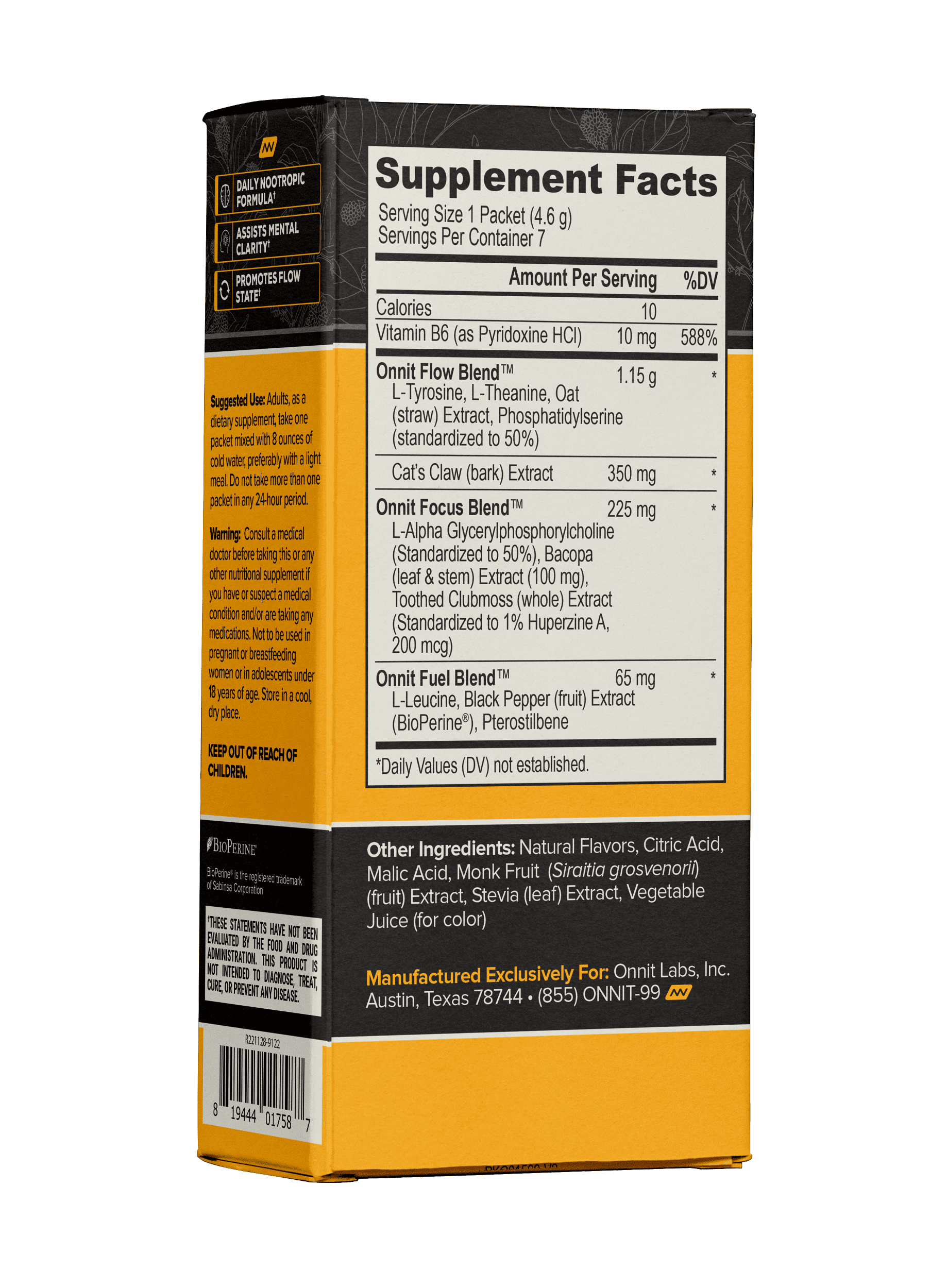 (2 pack) ONNIT Alpha BRAIN Instant Nootropic Brain Blackberry Lemonade Drink Mix, Memory/Focus, 7 Ct
