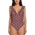 thumbnail image 2 of Yiaed German Shepherd Dog Print Women's Ruffled One Piece Swimsuit V Neck Swimwear Slimming Monokini for Woman-Large, 2 of 8