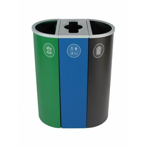 Sturdy Essentials Spectrum Revo Trash and Recycling System Powder Coated Steel Used for Commercial Spaces, Businesses, Offices, Hotels, Apartments - Organic Waste   Mixed Recycling   Waste Slim Units