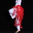 thumbnail image 5 of XIAOCHA Women's Sequin Mesh Wrap Skirt Satin Bow High Waist Skirt Festival Rave Party Skirts Red One Size, 5 of 7