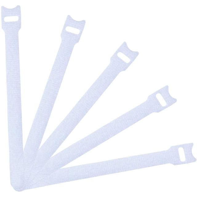 50 PCS Reusable Fastening Cable Ties, Microfiber Cloth 6-Inch Hook and Loop Cord Ties, Black-B-White