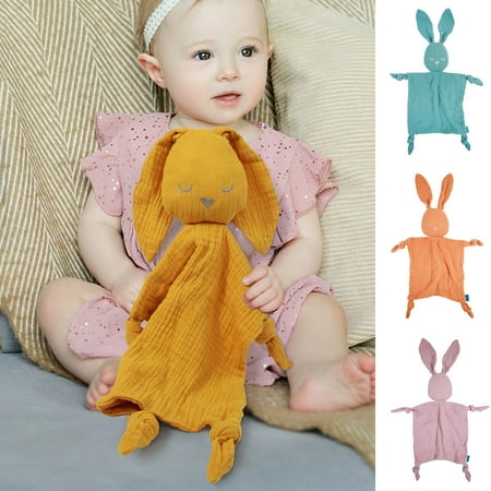 

Waroomhouse Saliva Towel Breathable Adorable Comfortable Soft Touch Double Layers Comforting Cotton Yarn Rabbit Shape Bib Toy Infant Accessories