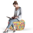 thumbnail image 2 of Cartoon Pouf Cover with Zipper, Geometrical Colorful Duck Toys Pattern in Repeating Design on Plain Background, Soft Decorative Fabric Unstuffed Case, 30" W X 17.3" L, Multicolor, by Ambesonne, 2 of 5