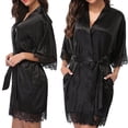 thumbnail image 4 of CENL Women Sexy Lingerie Sleepwear Silk Lace Robe Dress Nightgown Bathrobes, 4 of 9