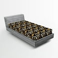 thumbnail image 2 of Ambesonne Leaf Print Fitted Sheet, Art Autumn Leaves Modern, Twin XL Size, Black Ginger Ivory, 2 of 5