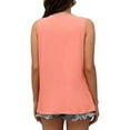 thumbnail image 4 of TEMOFON Tank Tops for Women Crew Neck Flowy Sleeveless Shirts Pleated Loose Fit Trendy Summer Tops Casual Tunics Ruched Basic Tee Solid Color Coral Size XL, 4 of 4