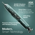 thumbnail image 6 of AquaSonic Vibe Electric Toothbrush Set - ADA Accepted, Rechargeable, 4 Modes, Travel Case, 8 Brush Heads - Green Metallic, 6 of 7