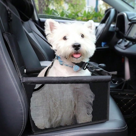 Pet-Style Dog Car Booster Seat, Breathable Dog Car Travel Seat with Adjustable Safety Seat Belt Design, Portable Travel Carrier Seat Specially for Small Dogs