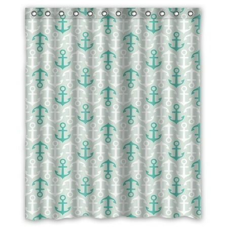 Odecor Nautical Anchor Shower Curtain Polyester Fabric Bathroom Odecor Nautical Anchor Shower Curtain Polyester Fabric Bathroom Decorative Size 60x72 Inches