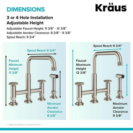 

YUEXIA Urbix Industrial Bridge Kitchen Faucet with Side Sprayer in Matte Black/Red KPF-3125MBRD