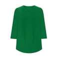 thumbnail image 5 of UAMVSH Tunic Tops for Women Fashionable 3/4 Sleeve Pleated Front Shirts Casual V-Neck Solid Color Business Dressy Blouses(XX-Large,Green), 5 of 6