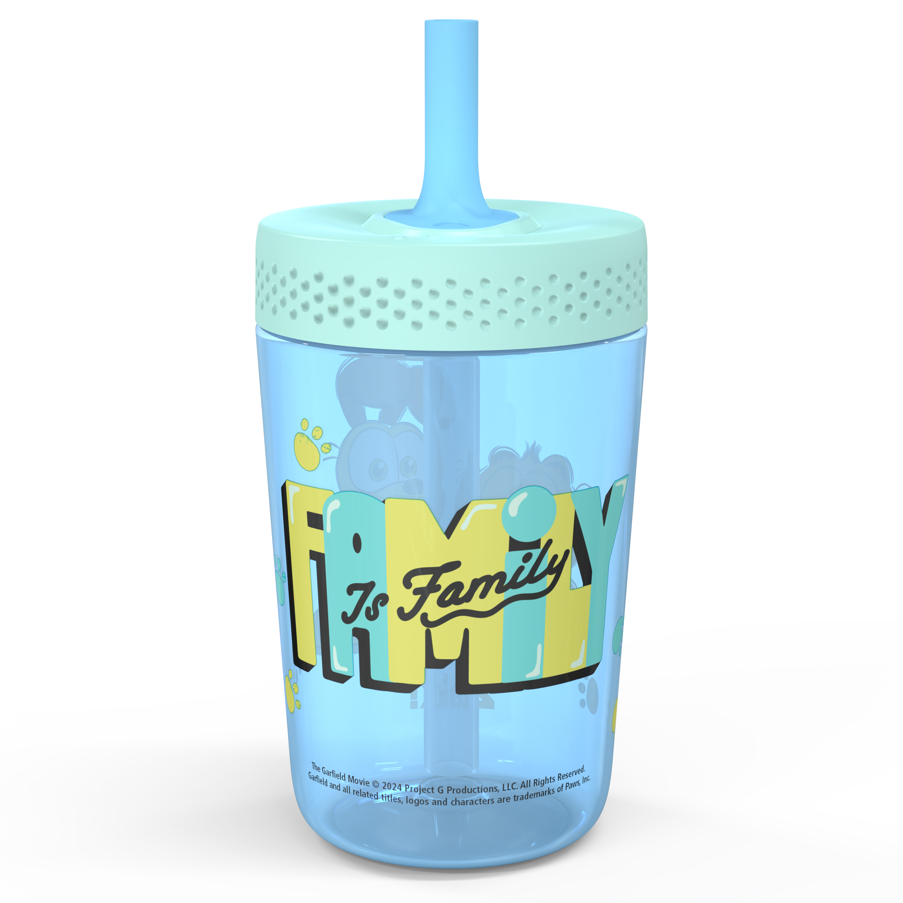 (2 pack) Zak Designs 15oz Garfield Kids Straw Tumbler, Durable Plastic Capri Tumbler with Silicone Straw Utilizing Leak-Proof Valve, Travel Straw Tumbler