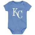 thumbnail image 2 of Newborn & Infant Light Blue/White/Heather Gray Kansas City Royals Biggest Little Fan 3-Pack Bodysuit Set, 2 of 4