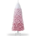thumbnail image 1 of Kojooin 6/7.5FT Pre-Lit Christmas Tree with Dual Color Lighting, Gradient Design Slim Christmas Tree with Foldable Metal Leg, Holiday Decoration for Indoor Outdoor, 1 of 9