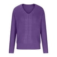 thumbnail image 4 of Lovskoo Sweaters for Women Long Sleeves V-Neck Pullover Solid Color Casual Blouse Tops Purple, 4 of 8