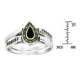 thumbnail image 2 of Elegant Marcasite Rain Teardrop Black Onyx Sterling Silver Double Band Ring-7, 2 of 5