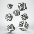 thumbnail image 2 of Q-Workshop Polyhedral 7-Die Set: Carved Dwarven Dice Set - White &amp; Black, 2 of 2