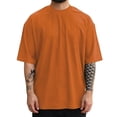 thumbnail image 2 of Mens Oversized T Shirt Summer Solid Casual Drop Shoulder Crew Neck Elbow Sleeve T Shirts for Man Streetwear, 2 of 5