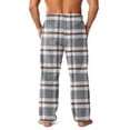 thumbnail image 3 of Fabrcox Men's Pajama Pants S-3xl Plaid Flannel Pj Pants Winter Warm Straight Leg Sleep Lounge Pants Khaki M, 3 of 5