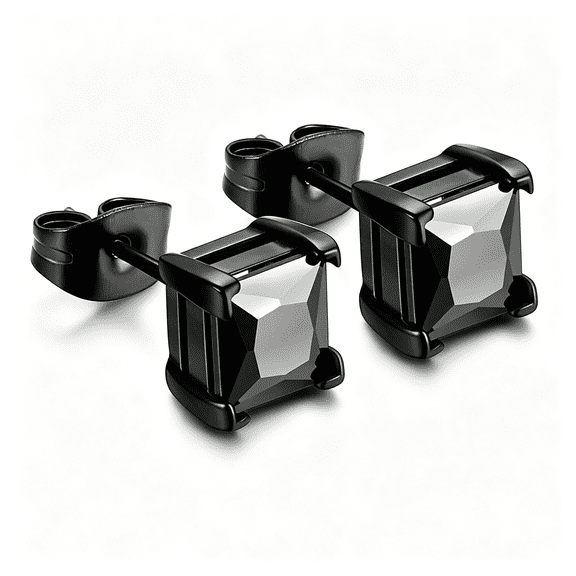 DESIGNICE Stainless Steel Black Stud Earrings for Men Women 20G Cubic Zirconia Black Earrings Studs for Sensitive Ears Hypoallergenic Cz Surgical Steel Earrings Pierced 3-8Mm