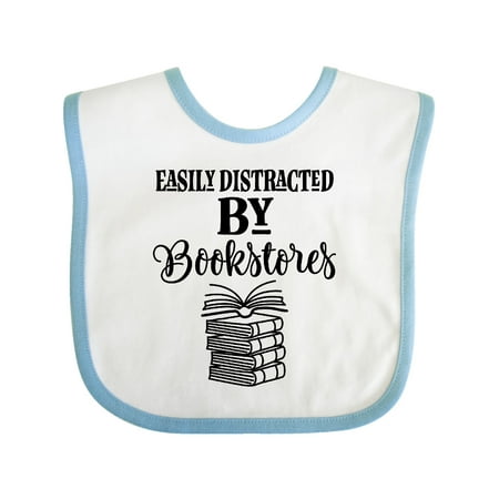 

Inktastic Reading Gift Distracted by Bookstores Gift Baby Girl Bib