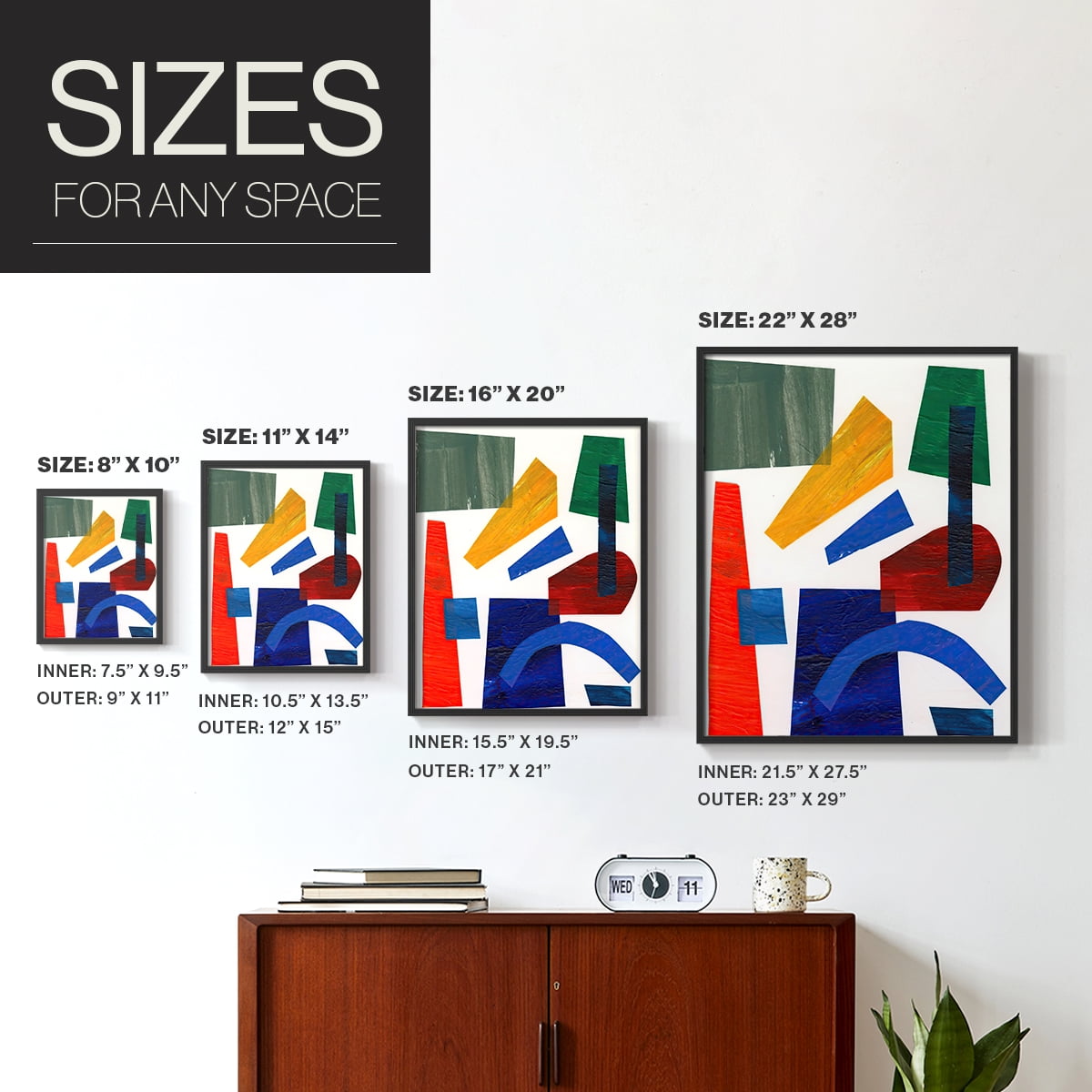 Colorful Shapes I in Paper Solid Wood 22 x 28 Framed Print