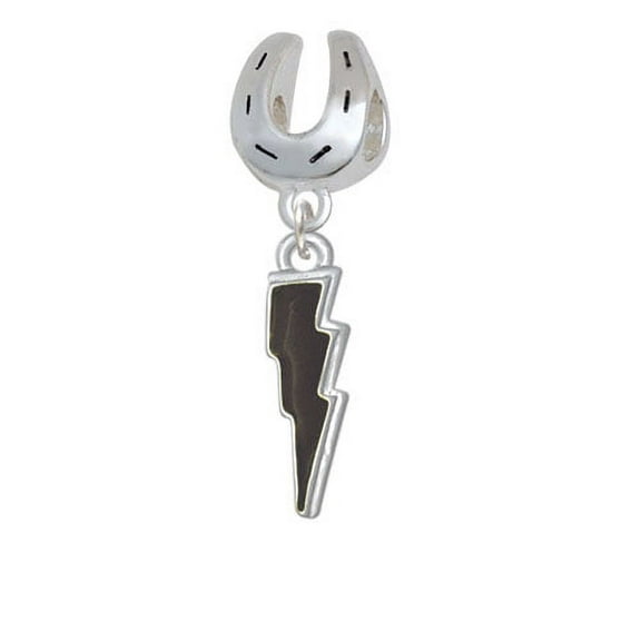 Black Lightning Bolt - Horseshoe Charm Bead