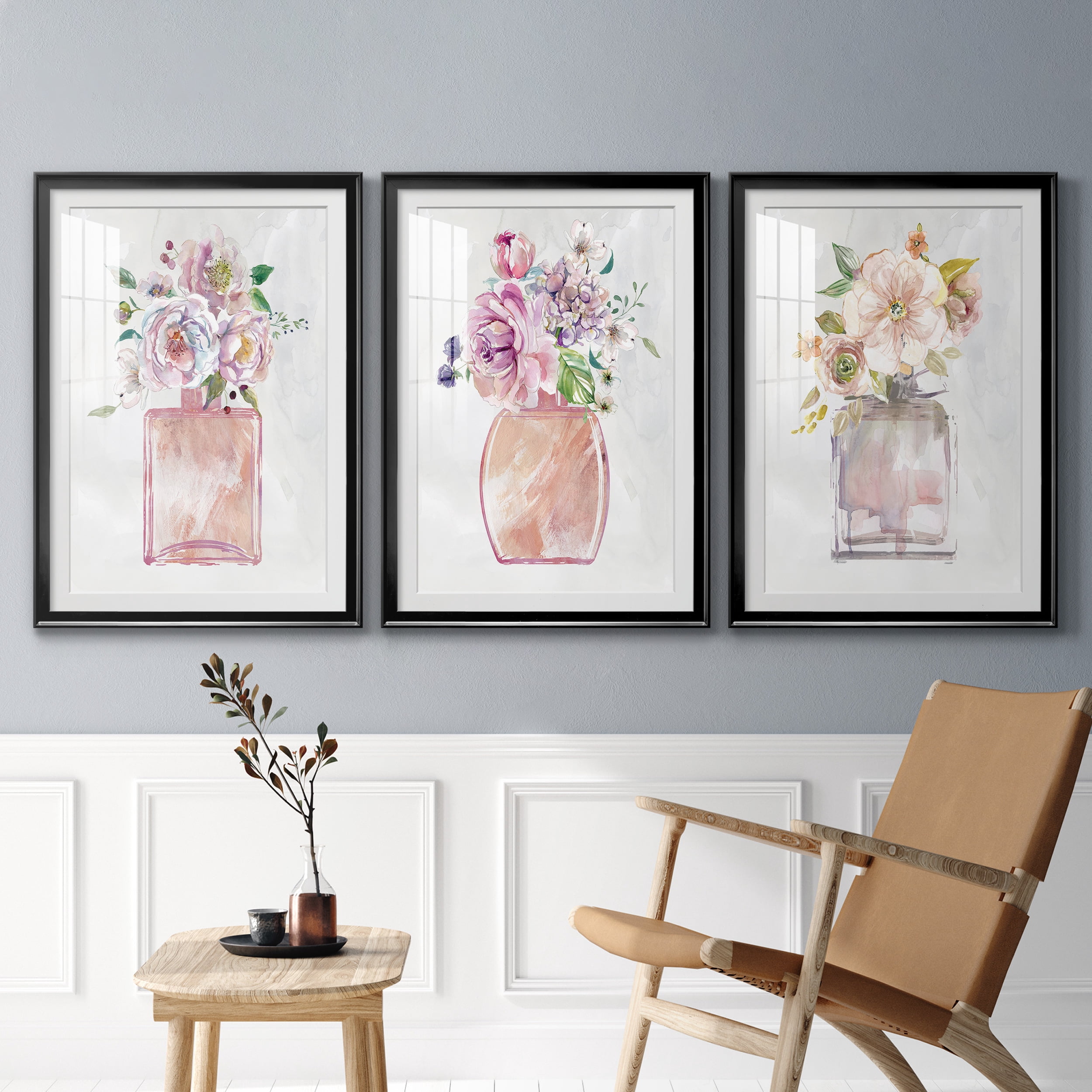 Fragrance of Summer I Premium Framed Prints Set of 3 - Ready to Hang - 26.5 x 36.5 Each - Black Frame