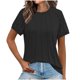 thumbnail image 1 of Pantalones Cortos para Mujeres Sexy Casual Suelto Cuello Redondo Encaje Patchwork Top, Plisado Pecho Manga Corta Blusa para el Uso Diario, Fiesta Y Fecha, 1 of 7