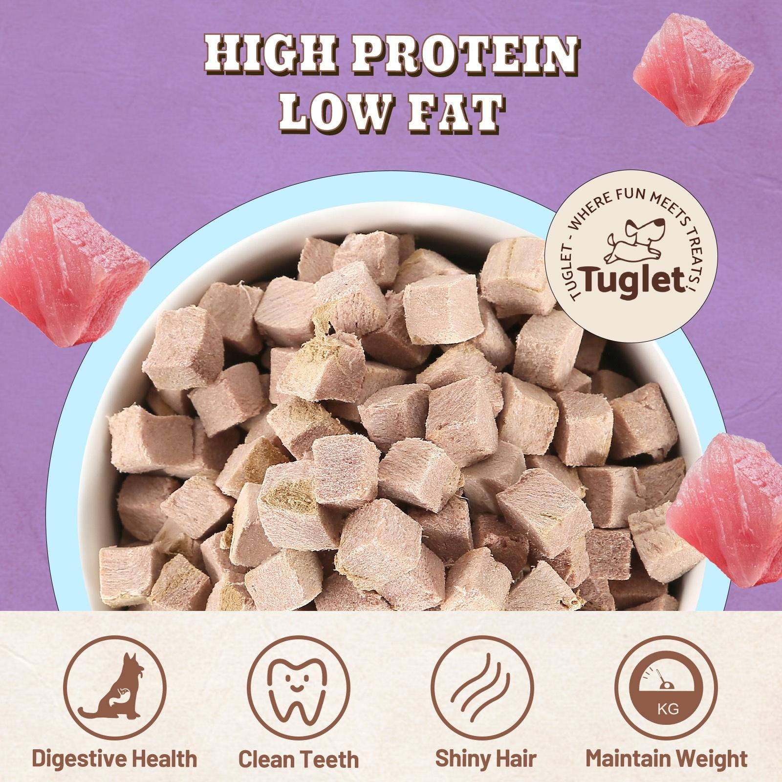 (2 pack) TUGLET Freeze Dried Duck Dog Treats, Healthy Raw Single Ingredient Duck Breast Snacks Food Toppers, 4.6 oz
