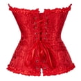 thumbnail image 3 of Corset Top Bustiers for Women Lace Up Ovebust Victorian Corset Plus Size Vintage Corsets Red M, 3 of 5