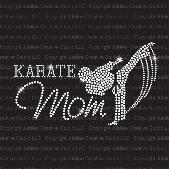 Karate Mom Iron-on Clear Rhinestone Transfer by JCS Rhinestones