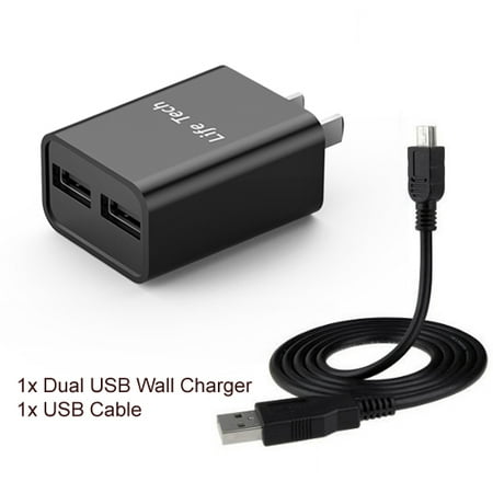 Life_Tech Dual USB AC Home Wall Charger + USB Charging_Data Sync Cable For Samsung WB150 WB150F WB151 WB151F WB152F WB30F