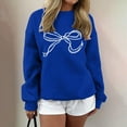 thumbnail image 2 of UAMVSH Womens Oversized Sweatshirt Bow Print Long Sleeve Tops Casual Loose Fit Crewneck Pullover Shirts Fall Fashion Outfits, 2 of 5