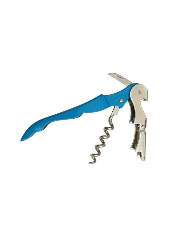 Opener Waiters Corkscrew Seahorse Knife Wine Bottle Opener Hinged Corkscrew Foil Cutter Knife Cap Opener Keychain, Stainless Steel-Blue