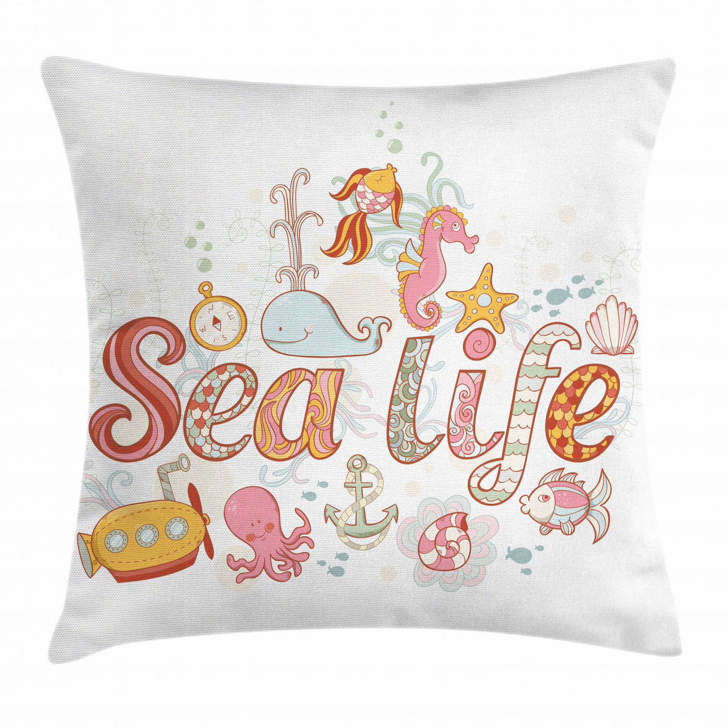18x18 Multicolor Animal Cute Designs Life is Better with Candy Throw Pillow 