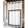 thumbnail image 4 of Black Geometric No Hook Shower Curtain Waterproof, Bathroom Curtains with Snap in Liners and See Through Top Window, Modern Abstract Art Key Greek Design Hotel Style Bathtub Curtains Shower 72"Wx96"L, 4 of 8