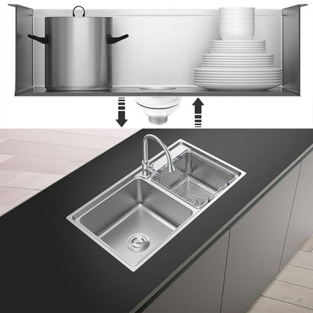 HEALEEP 1Set Stainless Steel Sink Drain Cover for Kitchen Sink Classic Design 11.8 x 3.2 x 3.7in