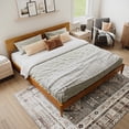 thumbnail image 4 of Aria King Solid Wood Modern Low Profile Platform Bed in Light Toffee, 4 of 14