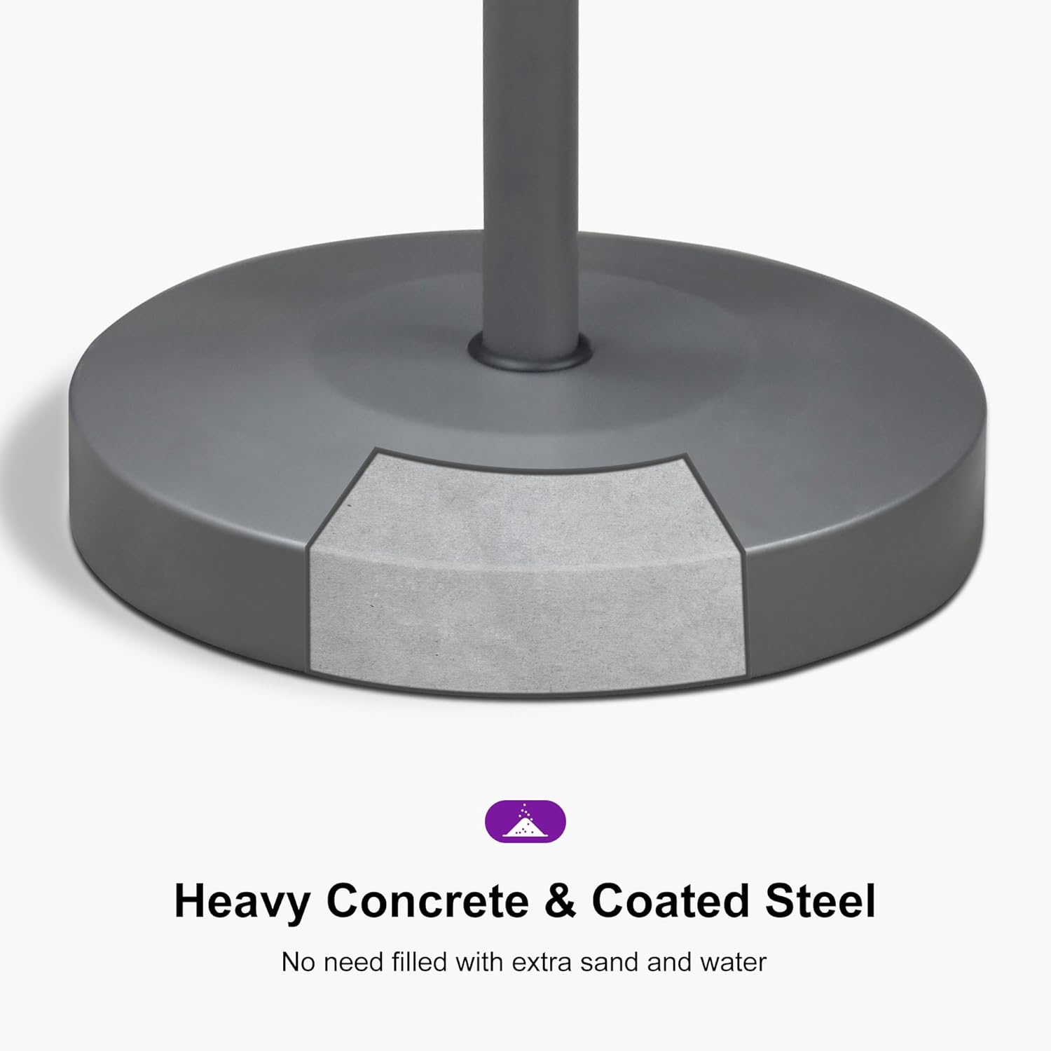 PURPLE LEAF Patio Umbrella Base Stand Market Table Umbrellas Outdoor Heavy Duty Round Concrete Stand 99 LBS Black